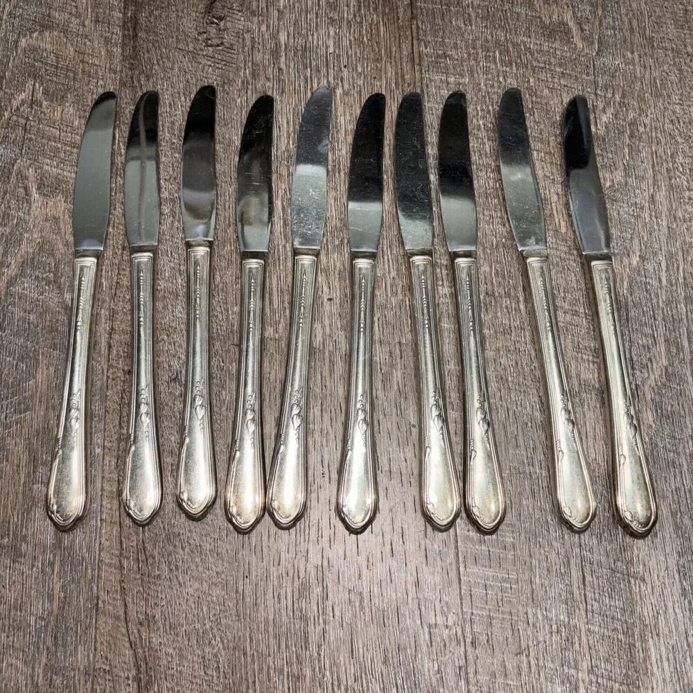 William A Rogers Silver Stainless Butter Knifes 10 Piece Set Vintage Replacement